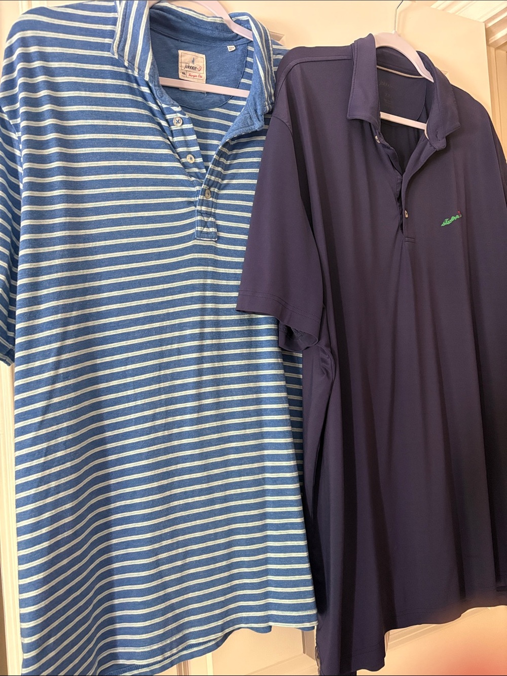 johnnie-O Navy Solid Polo & Blue Striped Polo Set XXL